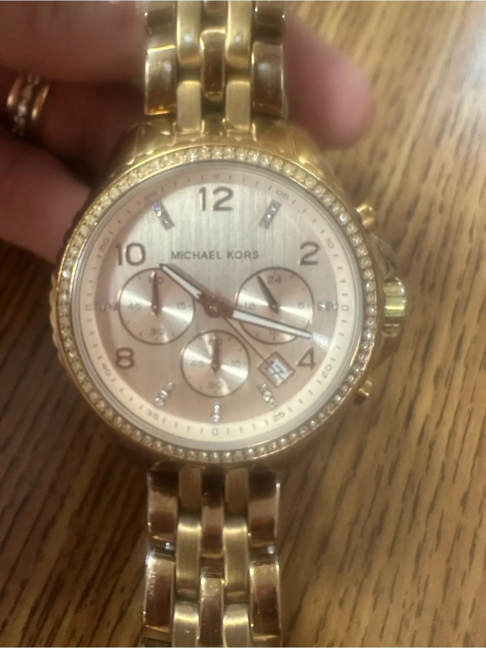 Michael Kors Rose Gold Crystal-Accent Chronograph Watch